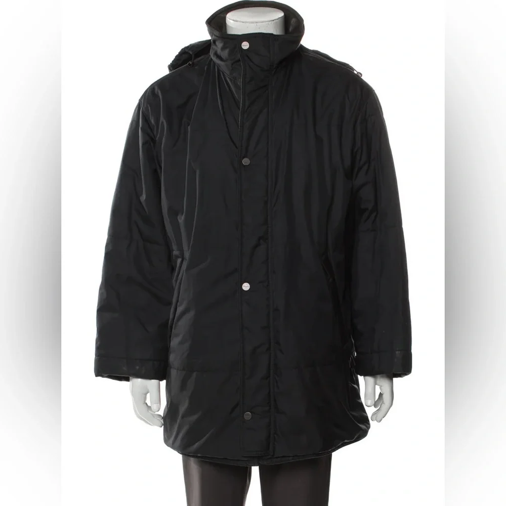 Salvatore Ferragamo Vintage 2000 Black Leather Reversible Puffer Coat IT50/US40